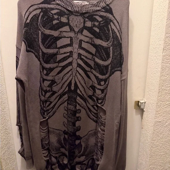 Dolls Kill Gray Skeleton Sweater - Picture 1 of 3